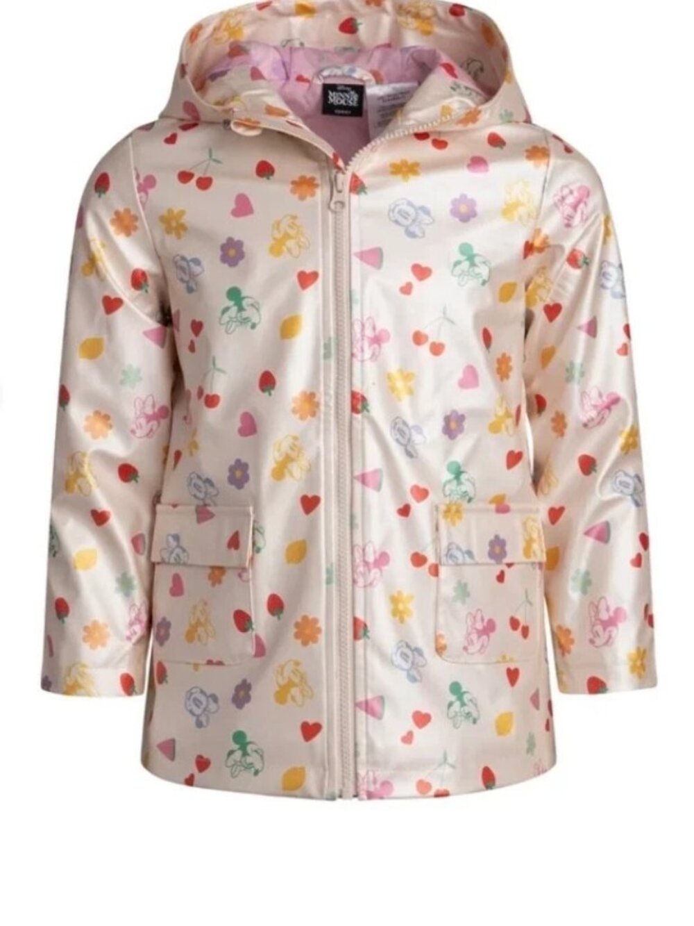 Disney Minnie Mouse Girls Toddler Size 2T Hooded Pink Rain Jacket NWT